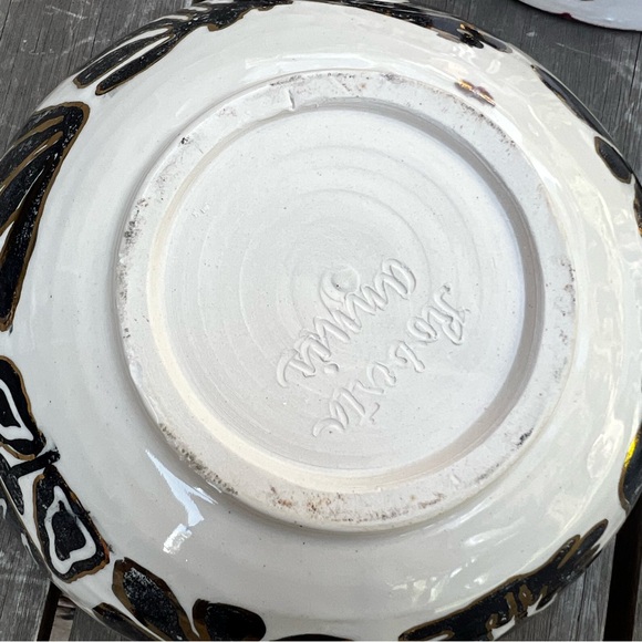 Studio Art Pottery Glazed Floral Bowls Set of Three Artist Signed Gold Trimmed - Picture 9 of 12